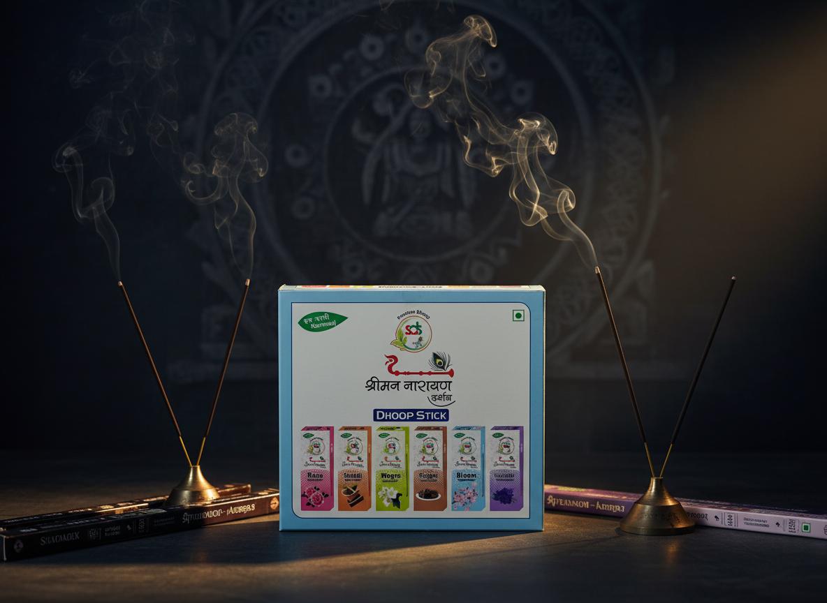 Shreeman Narayan Premium Dhoop Sticks Combo Pack – Natural Fragrance Incense for Pooja & Meditation (Assorted Scents)