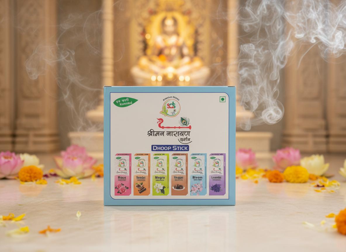 Shreeman Narayan Premium Dhoop Sticks Combo Pack – Natural Fragrance Incense for Pooja & Meditation (Assorted Scents)