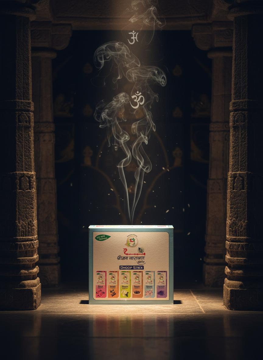 Shreeman Narayan Premium Dhoop Sticks Combo Pack – Natural Fragrance Incense for Pooja & Meditation (Assorted Scents)