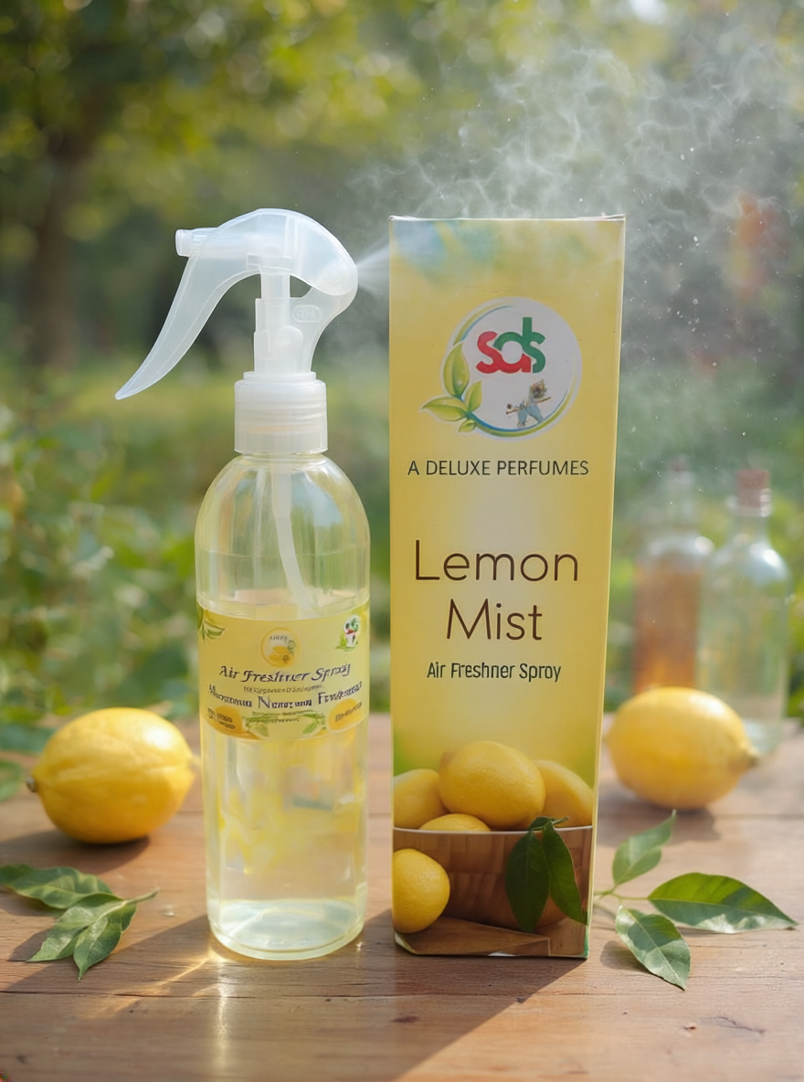 Lemon Mist Premium Air Freshener Spray.
