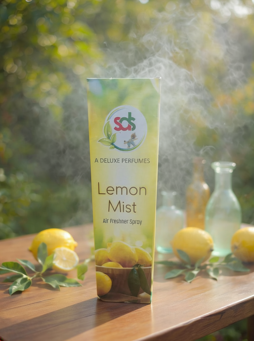 Lemon Mist Premium Air Freshener Spray.