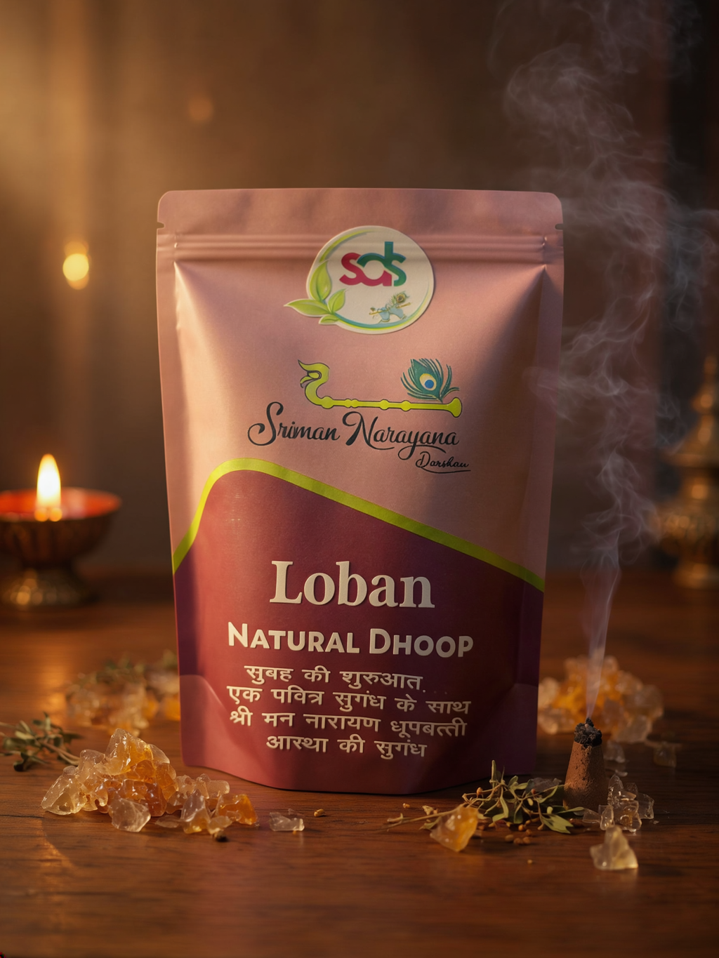 🌿 Shreeman Narayan Natural Dhoop Combo – Loban, Mogra & Rose