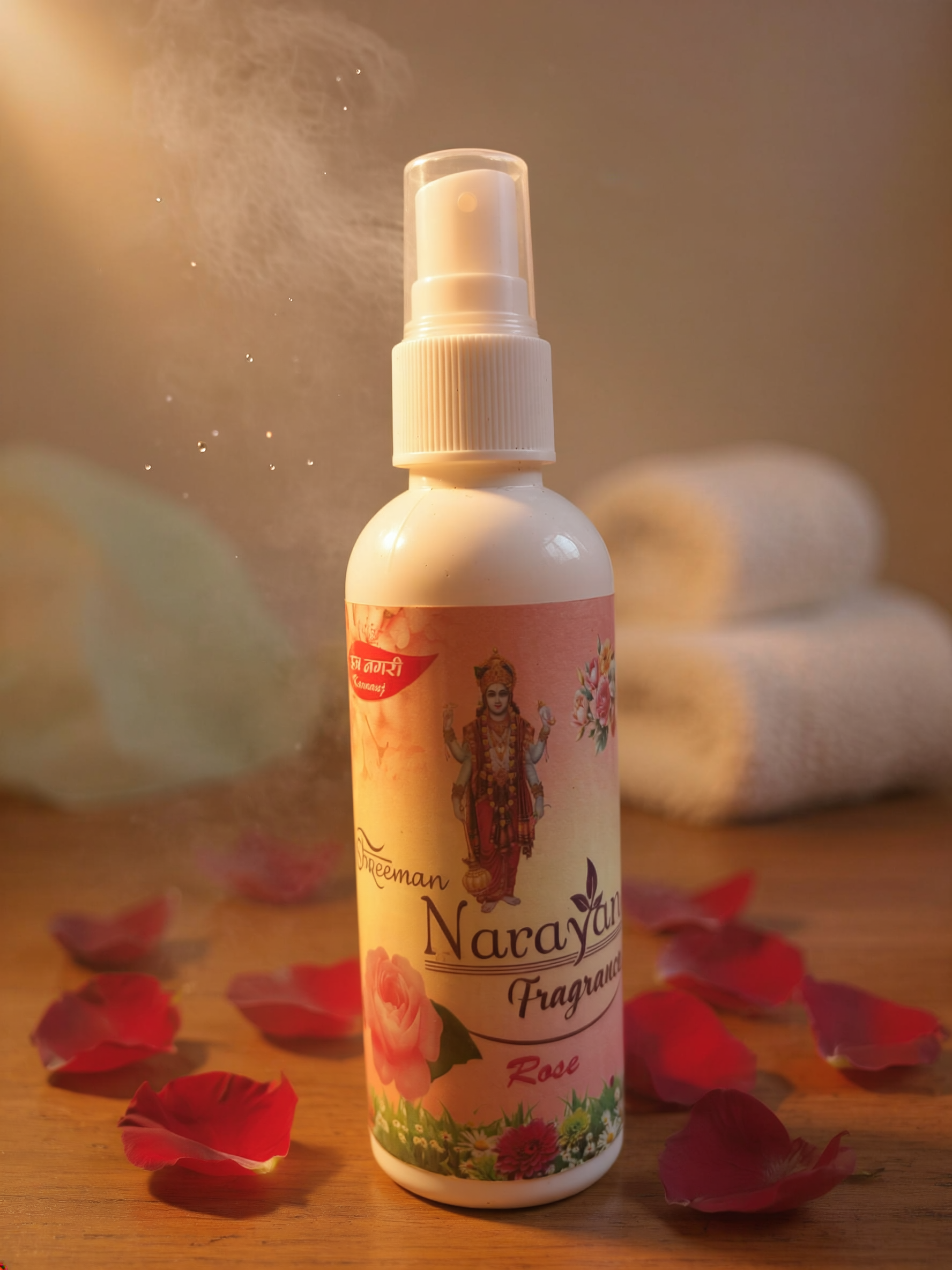 Shreeman Narayan Fragrance Spray Combo (Rose, Rajnigandha & Bela) – Premium Spiritual Aroma Set