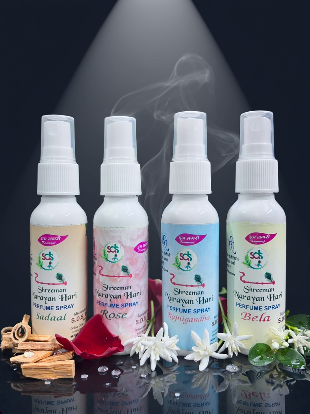 🌸 Shreeman Narayan Hari Perfume Spray – Combo Pack of 4)
